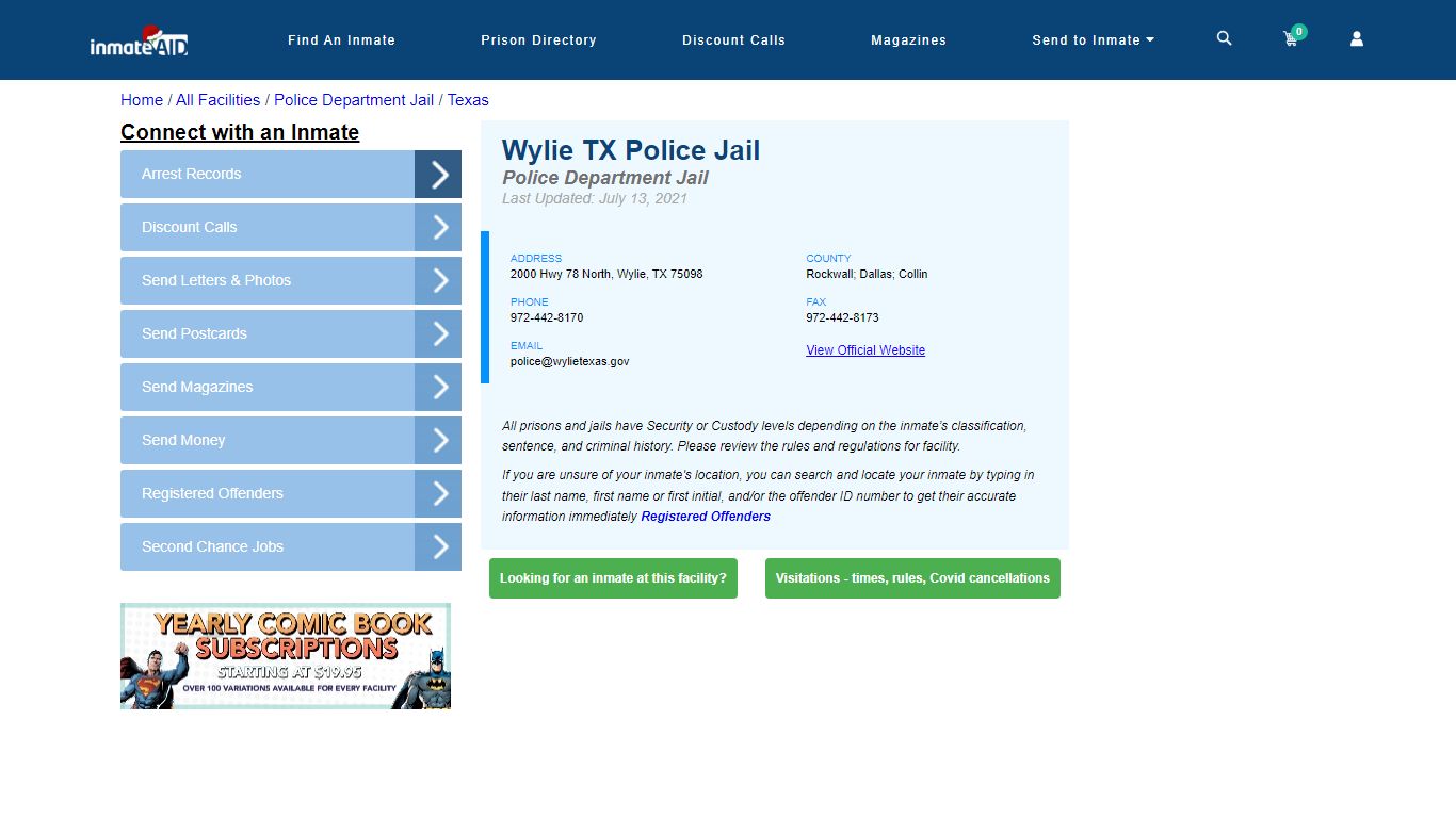 Wylie TX Police Jail & Inmate Search - Wylie, TX