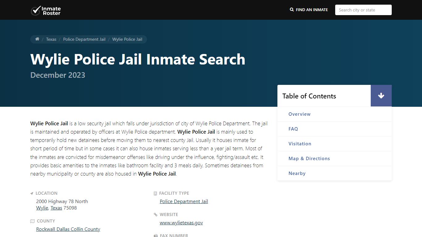 Inmate Search | Wylie Police Jail - Wylie, TX